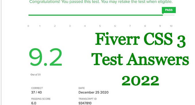 Fiverr CSS 3 Test Answers 2022