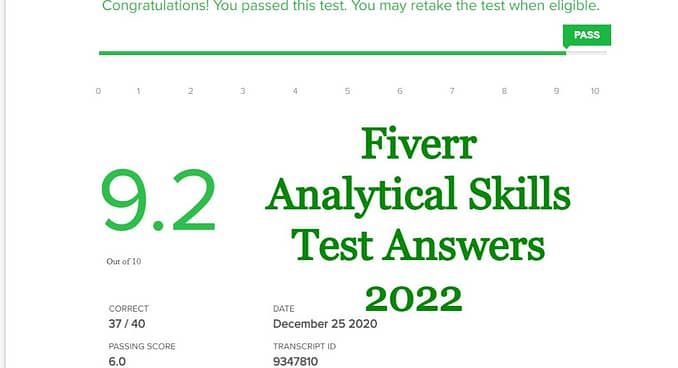 Fiverr Analytical Skills Test Answers 2022
