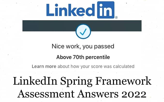 LinkedIn Spring Framework Assessment Test Answers 2022